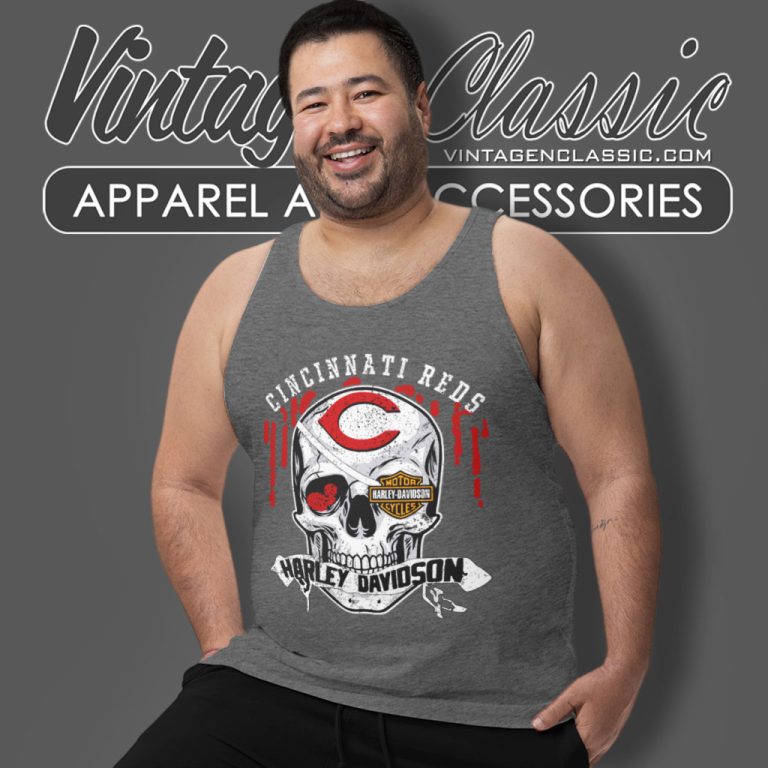Cincinnati Reds Harley Davidson Skull Tank Top Racerback Cincinnati Reds Harley Davidson Skull Tank Top Racerback