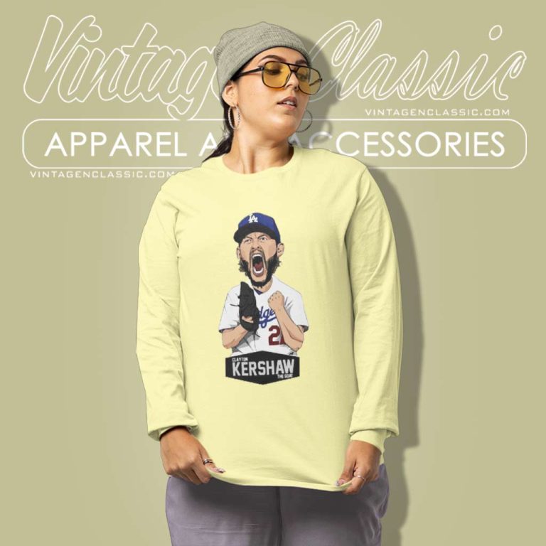 Clayton Kershaw The Goat Baseball Long Sleeve Tee Clayton Kershaw The Goat Baseball Long Sleeve Tee