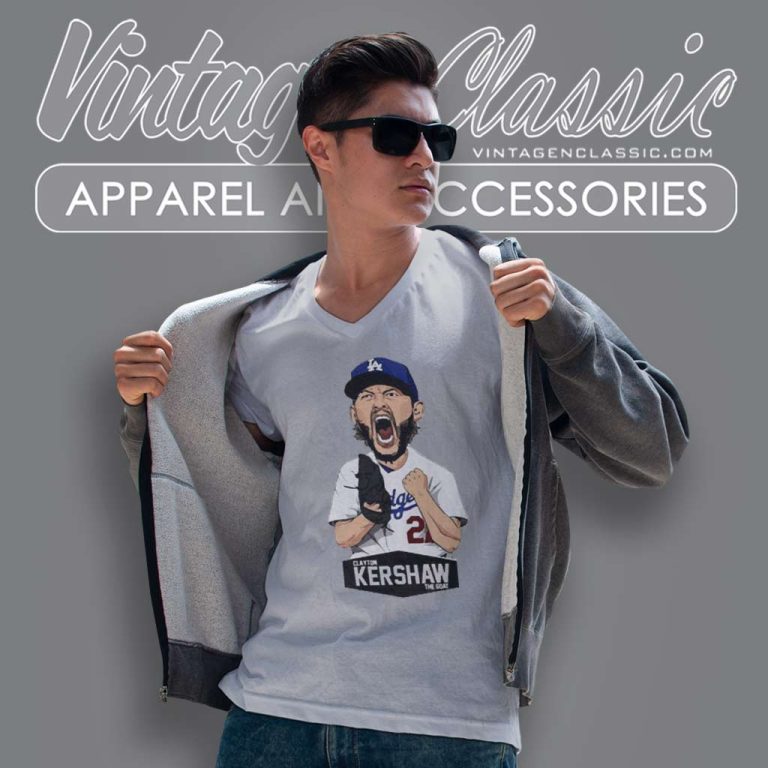 Clayton Kershaw The Goat Baseball V Neck TShirt Clayton Kershaw The Goat Baseball V Neck TShirt