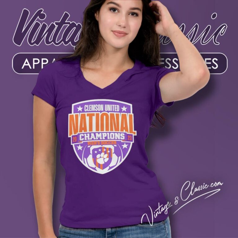 Clemson Tigers 2023 Ncaa Mens Soccer National Champions Logo V Neck TShirt Clemson Tigers 2023 Ncaa Mens Soccer National Champions Logo V Neck TShirt
