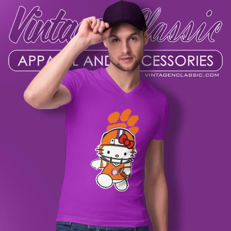 Clemson Tigers Hello Kitty V Neck TShirt Clemson Tigers Hello Kitty V Neck TShirt