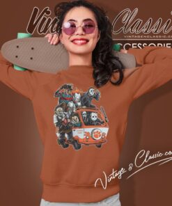 Clemson Tigers Horror Movies Characters Bus Halloween Sweatshirt