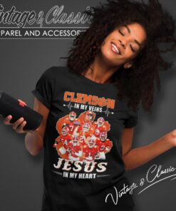 Clemson Tigers In My Veins Jesus In My Heart Women T Shirt