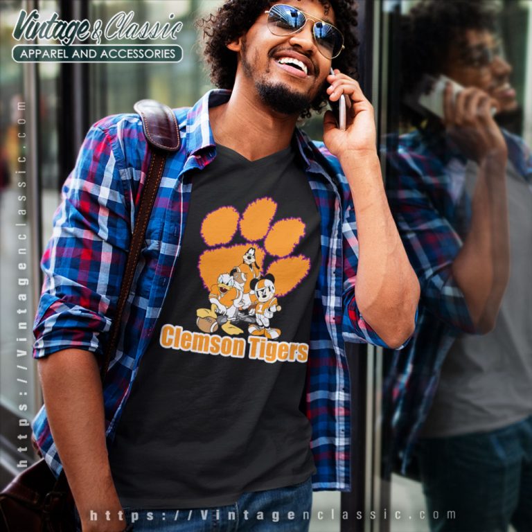Clemson Tigers Mickey Mouse V Neck TShirt Clemson Tigers Mickey Mouse V Neck TShirt