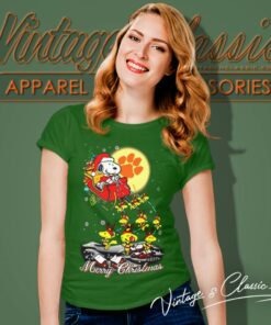 Clemson Tigers Santa Snoopy Merry Christmas Women T Shirt