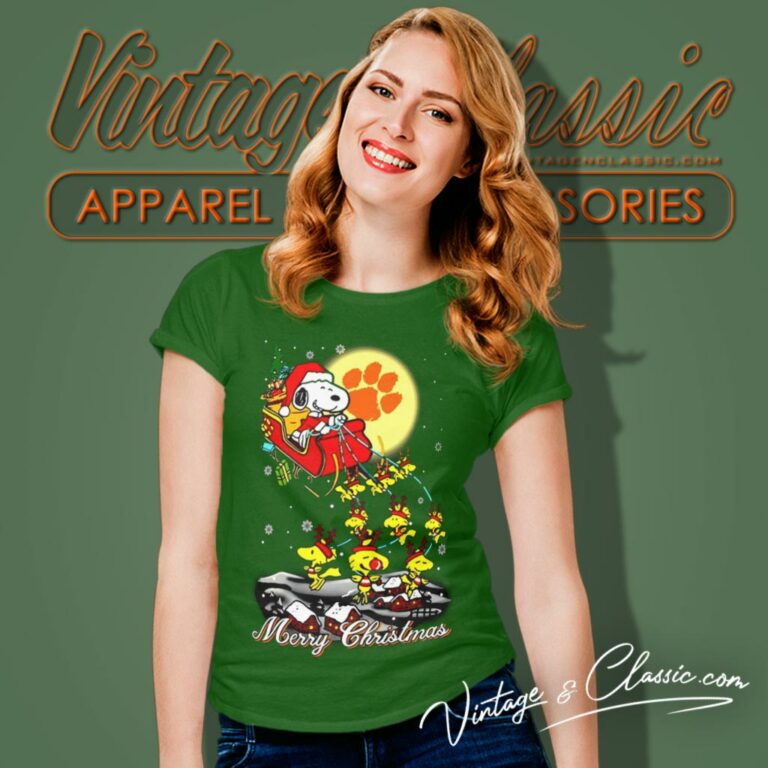 Clemson Tigers Santa Snoopy Merry Christmas Women T Shirt Clemson Tigers Santa Snoopy Merry Christmas Women T Shirt