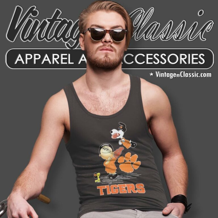Clemson Tigers Snoopy Charlie Brown And Woodstock Tank Top Racerback Clemson Tigers Snoopy Charlie Brown And Woodstock Tank Top Racerback