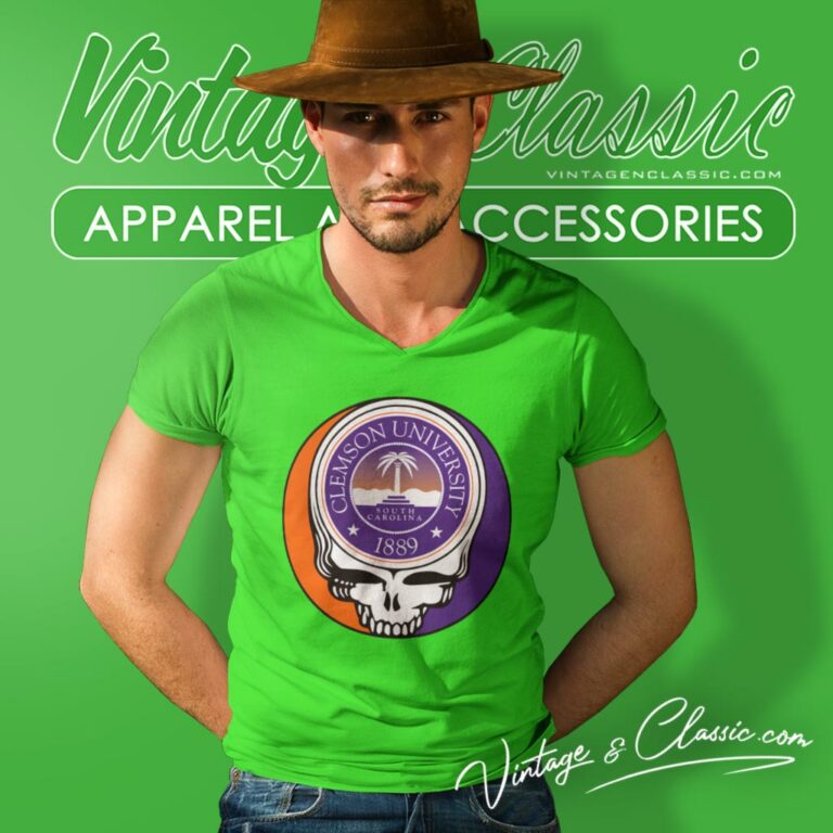 Clemson University Grateful Dead Steal Your Face V Neck TShirt Clemson University Grateful Dead Steal Your Face V Neck TShirt