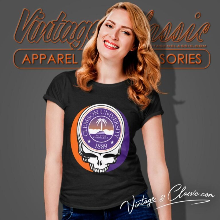 Clemson University Grateful Dead Steal Your Face Women T Shirt Clemson University Grateful Dead Steal Your Face Women T Shirt