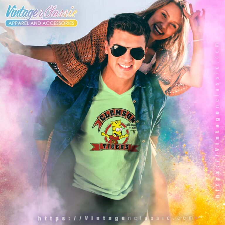 Clemson University Tigers Football Bart Simpson V Neck TShirt Clemson University Tigers Football Bart Simpson V Neck TShirt