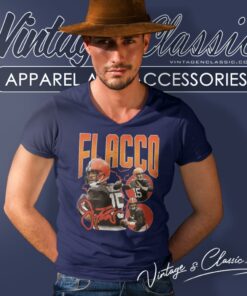 Cleveland Browns 15 Joe Flacco Signature V Neck TShirt