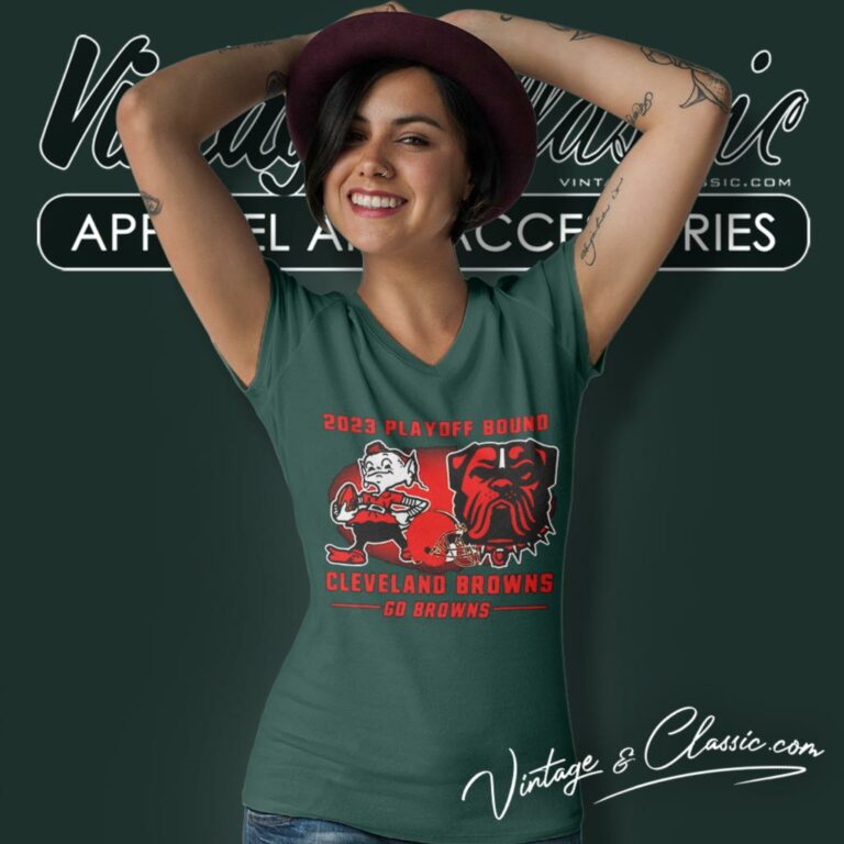 Cleveland Browns 2023 Playoff Bond Go Browns V Neck TShirt Cleveland Browns 2023 Playoff Bond Go Browns V Neck TShirt