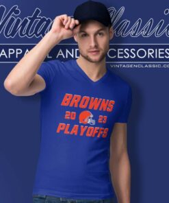 Cleveland Browns 2023 Playoffs Nfl Shirt 4 Cleveland Browns 2023 Playoffs Nfl V Neck TShirt