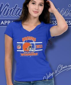 Cleveland Browns Afc Wild Card Champions Season 2023 2024 Nfl Divisional Helmet V Neck TShirt