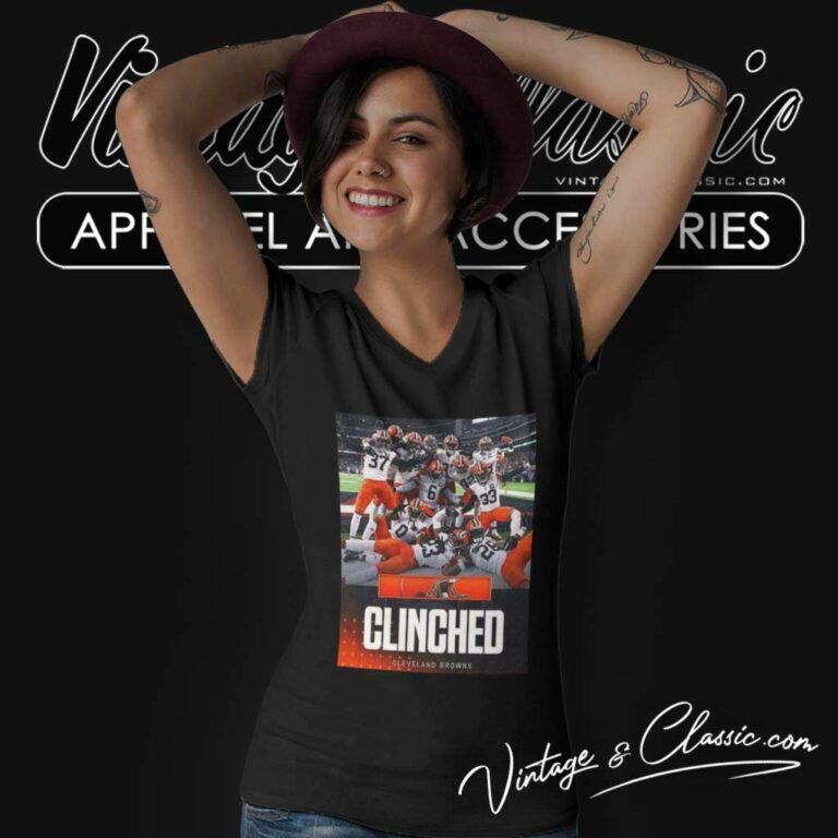Cleveland Browns Clinched In Nfl Playoffs V Neck TShirt Cleveland Browns Clinched In Nfl Playoffs V Neck TShirt
