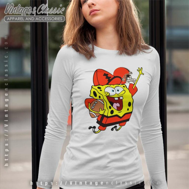 Cleveland Browns Football Spongebob Long Sleeve Tee Cleveland Browns Football Spongebob Long Sleeve Tee