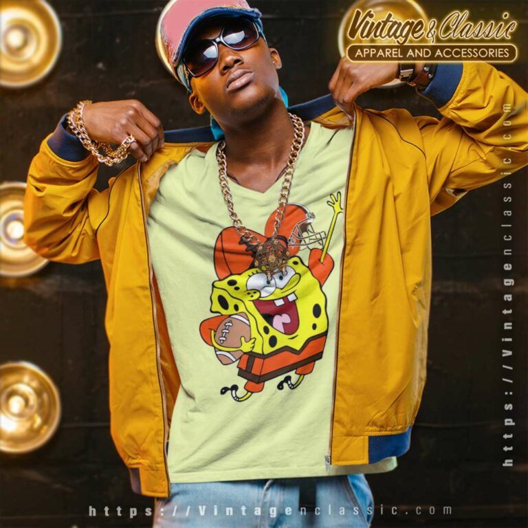 Cleveland Browns Football Spongebob V Neck TShirt Cleveland Browns Football Spongebob V Neck TShirt