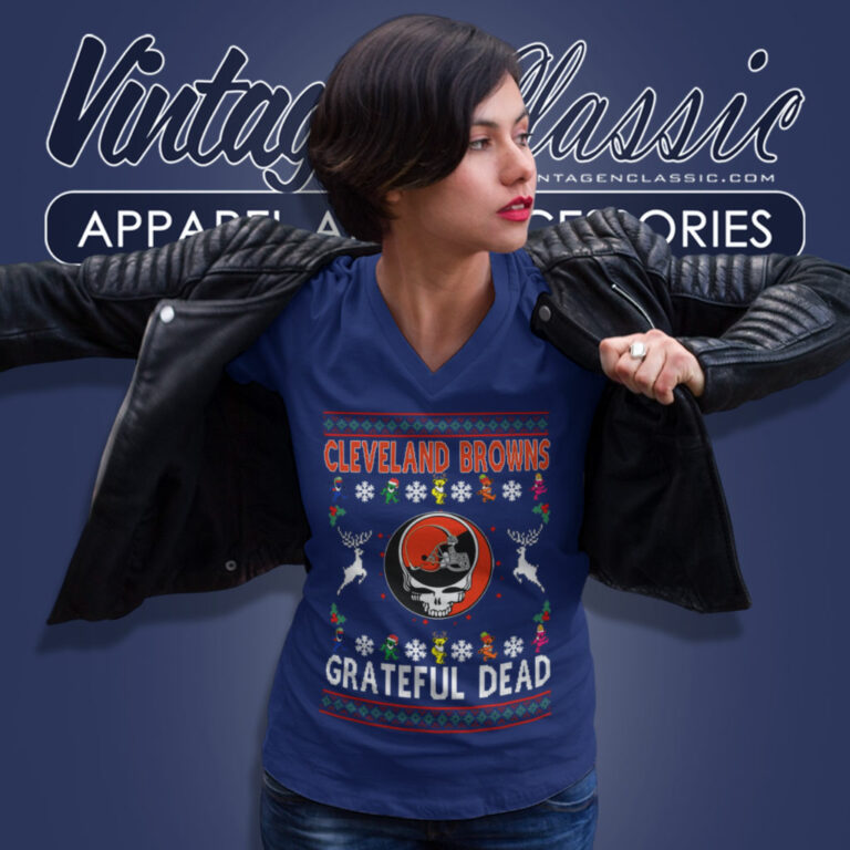 Cleveland Browns Grateful Dead Ugly Christmas V Neck TShirt Cleveland Browns Grateful Dead Ugly Christmas V Neck TShirt