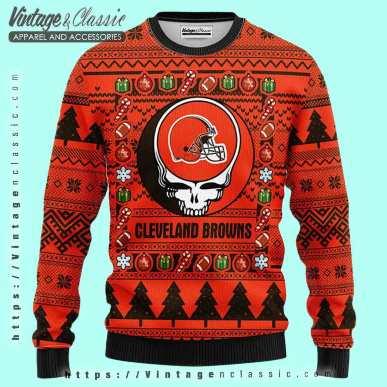 Cleveland Browns Grateful Dead Ugly Sweater Ugly Christmas Sweater Cleveland Browns Grateful Dead Ugly Sweater Ugly Christmas Sweater