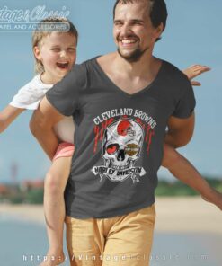 Cleveland Browns Harley Daivsion Skull Shirt 5 Cleveland Browns Harley Daivsion Skull V Neck TShirt