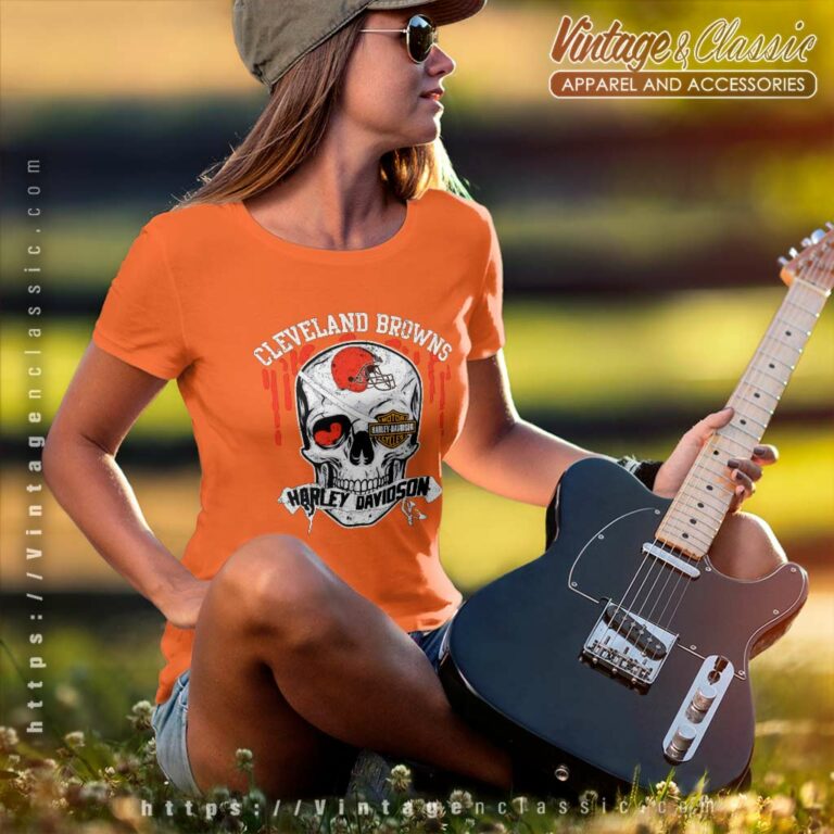 Cleveland Browns Harley Daivsion Skull Women TShirt Cleveland Browns Harley Daivsion Skull Women TShirt