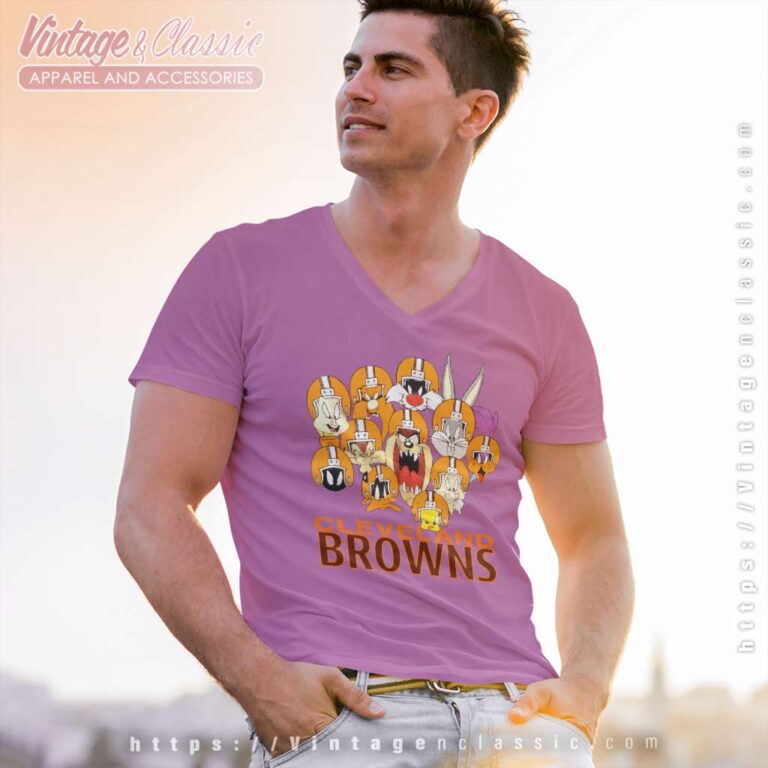 Cleveland Browns Looney Tunes Characters V Neck TShirt Cleveland Browns Looney Tunes Characters V Neck TShirt