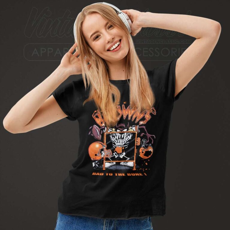 Cleveland Browns Looney Tunes Taz Bad To The Bone Women TShirt Cleveland Browns Looney Tunes Taz Bad To The Bone Women TShirt