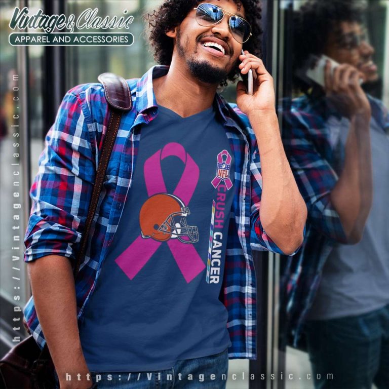 Cleveland Browns Nfl Crush Cancer 2023 V Neck TShirt Cleveland Browns Nfl Crush Cancer 2023 V Neck TShirt