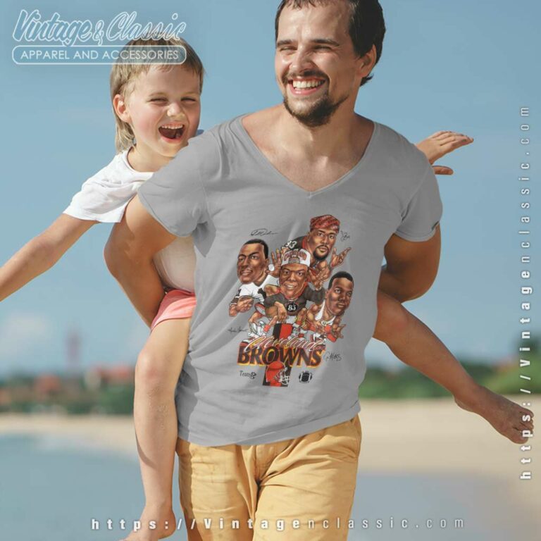 Cleveland Browns Player Caricature V Neck TShirt Cleveland Browns Player Caricature V Neck TShirt