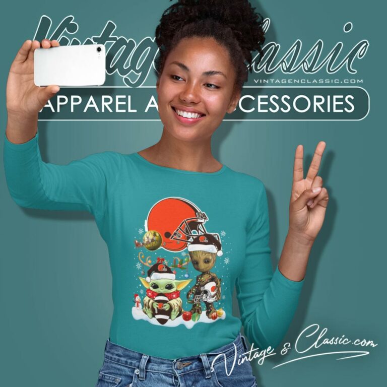 Cleveland Browns Shirt Baby Yoda And Groot Santa Christmas Long Sleeve Tee Cleveland Browns Shirt Baby Yoda And Groot Santa Christmas Long Sleeve Tee