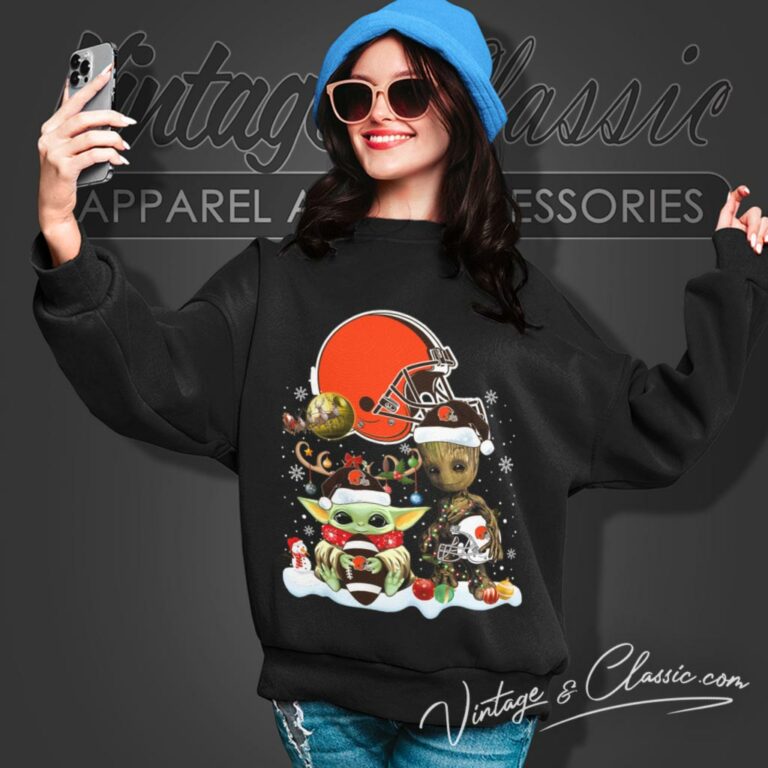Cleveland Browns Shirt Baby Yoda And Groot Santa Christmas Sweatshirt Cleveland Browns Shirt Baby Yoda And Groot Santa Christmas Sweatshirt