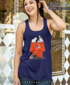 Cleveland Browns Snoopy And Woodstock Resting Together Tank Top Racerback