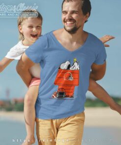 Cleveland Browns Snoopy And Woodstock Resting Together V Neck TShirt
