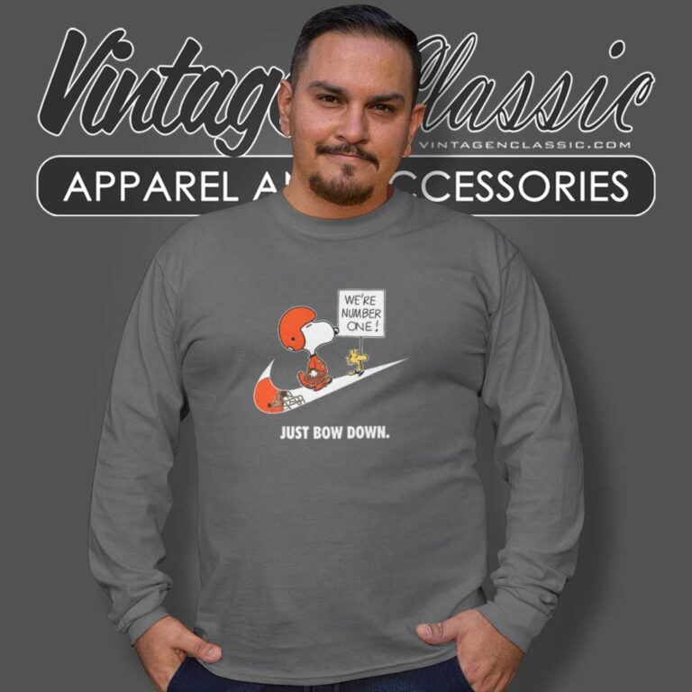 Cleveland Browns Snoopy Are Number One Shirt Nike Just Bow Down Long Sleeve Tee Cleveland Browns Snoopy Are Number One Shirt Nike Just Bow Down Long Sleeve Tee