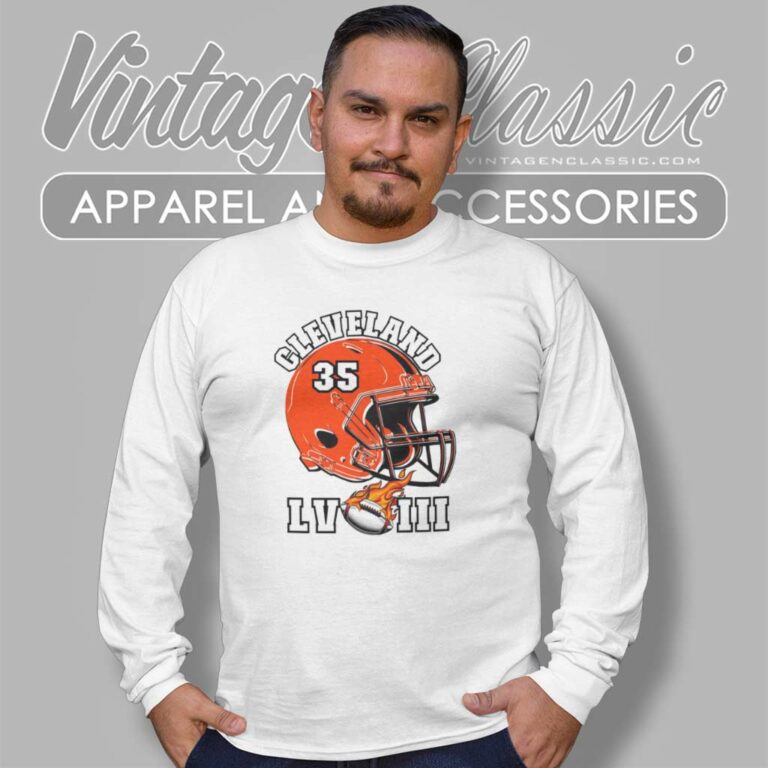 Cleveland Browns Super Bowl Lviii Helmet Long Sleeve Tee Cleveland Browns Super Bowl Lviii Helmet Long Sleeve Tee