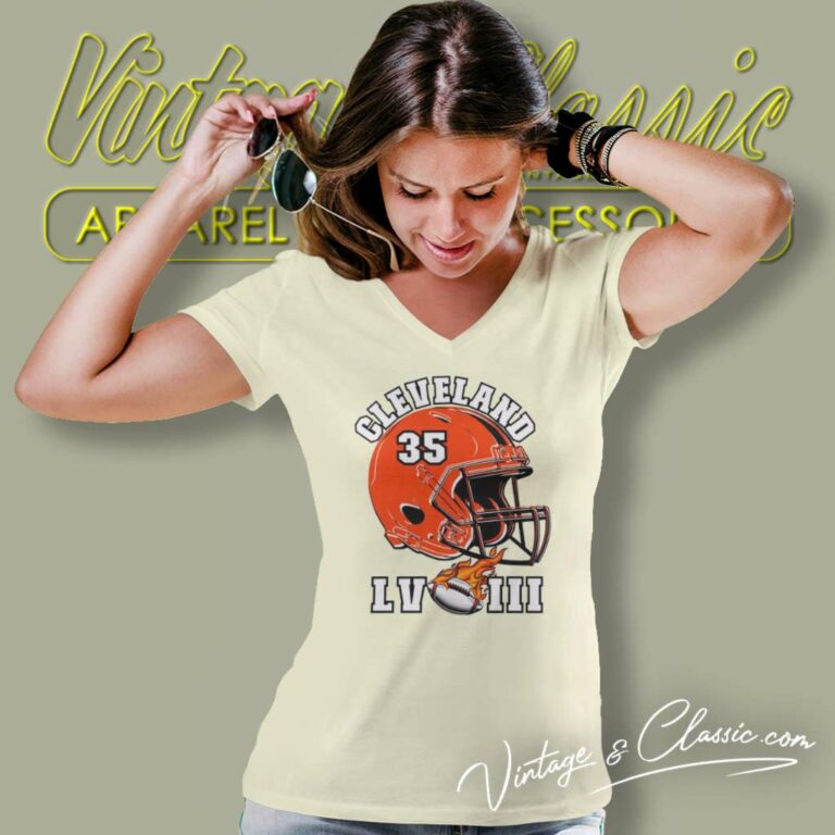 Cleveland Browns Super Bowl Lviii Helmet V Neck TShirt Cleveland Browns Super Bowl Lviii Helmet V Neck TShirt