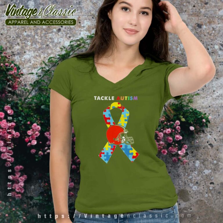 Cleveland Browns Tackle Autism Awareness Vneck Cleveland Browns Tackle Autism Awareness Vneck