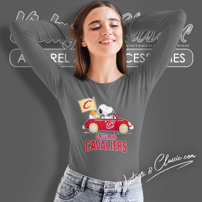 Cleveland Cavaliers Basketball Snoopy Dog Driving Car Long Sleeve Tee Cleveland Cavaliers Basketball Snoopy Dog Driving Car Long Sleeve Tee