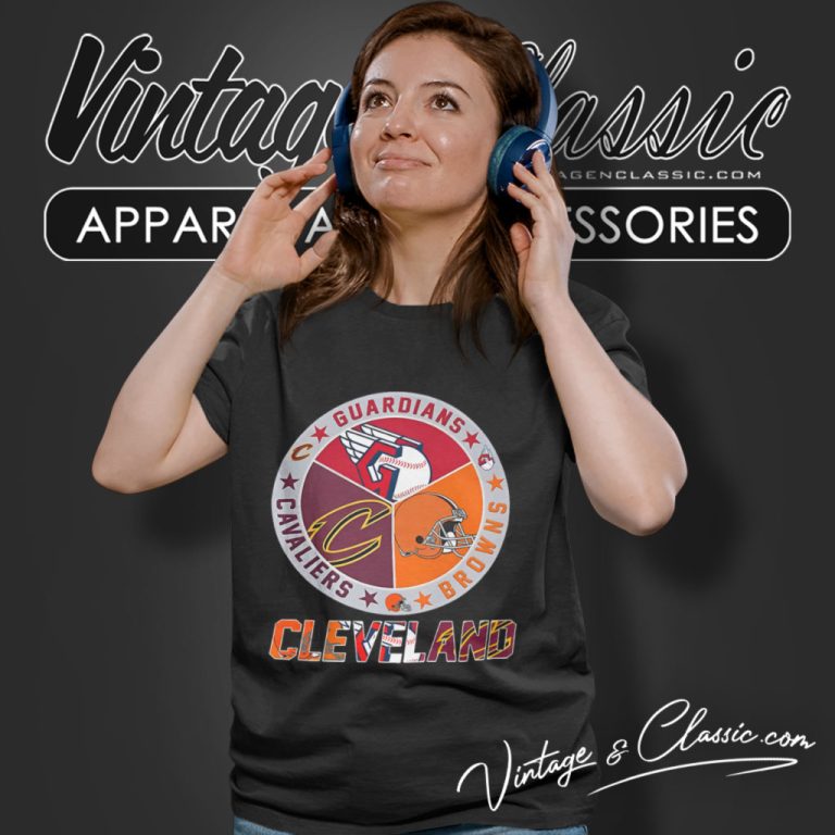 Cleveland Cavaliers Browns Guardians 3 Teams Sports Circle Logo Women T Shirt Cleveland Cavaliers Browns Guardians 3 Teams Sports Circle Logo Women T Shirt