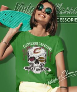 Cleveland Cavaliers Harley Davidson Skull Women T Shirt