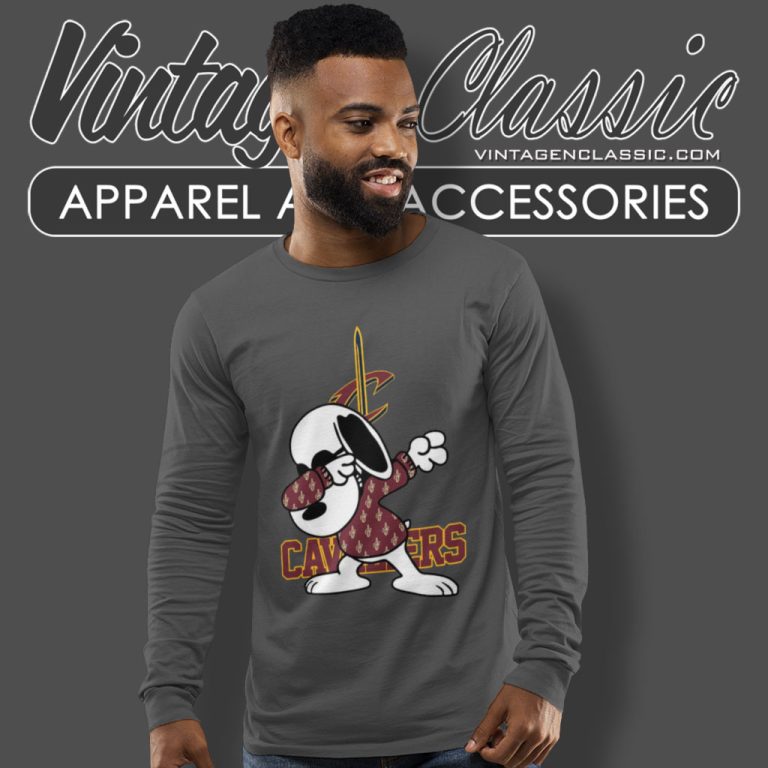 Cleveland Cavaliers Snoopy Dabbing Long Sleeve Tee Cleveland Cavaliers Snoopy Dabbing Long Sleeve Tee