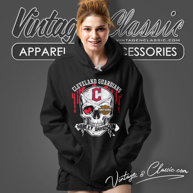 Cleveland Guardians Harley Davidson Skull Hoodie Cleveland Guardians Harley Davidson Skull Hoodie