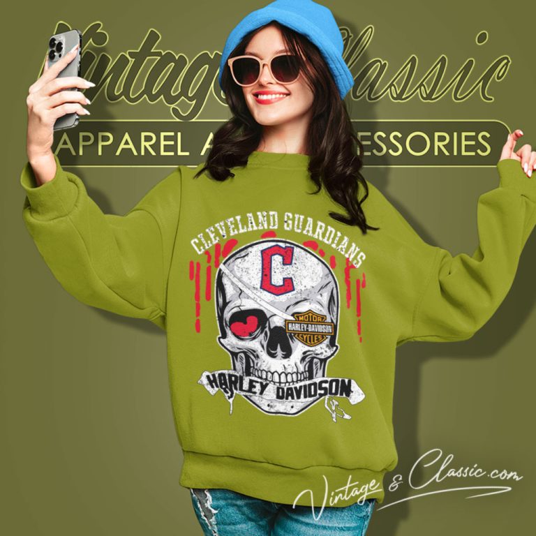 Cleveland Guardians Harley Davidson Skull Sweatshirt Cleveland Guardians Harley Davidson Skull Sweatshirt
