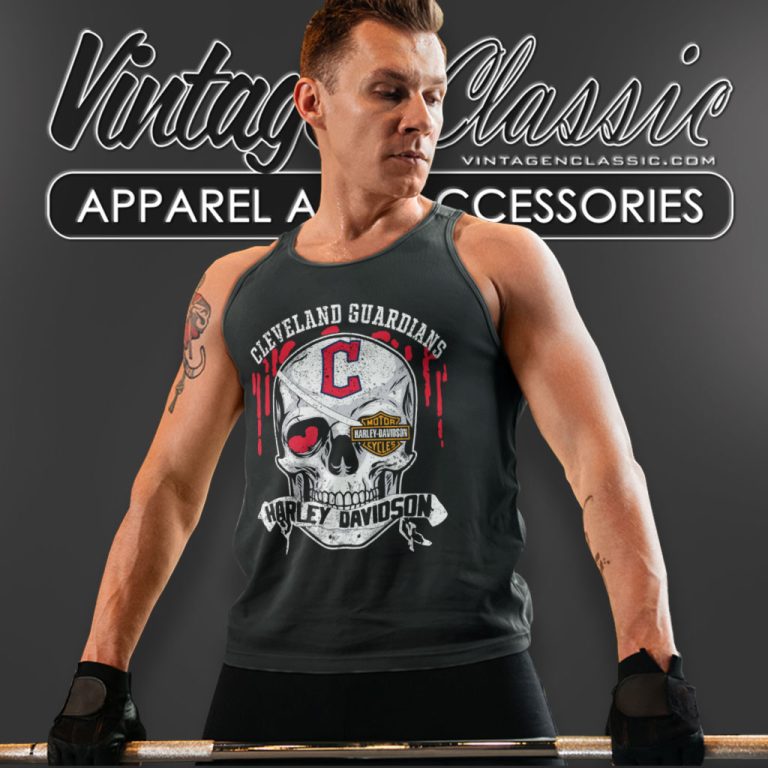 Cleveland Guardians Harley Davidson Skull Tank Top Racerback Cleveland Guardians Harley Davidson Skull Tank Top Racerback