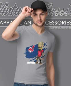 Cleveland Indians Angry Baby Groot V Neck TShirt