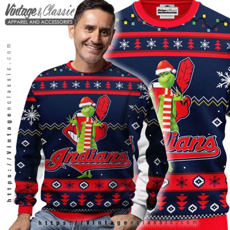 Cleveland Indians Funny Grinch Ugly Christmas Sweater Men Ugly Sweater Cleveland Indians Funny Grinch Ugly Christmas Sweater Men Ugly Sweater