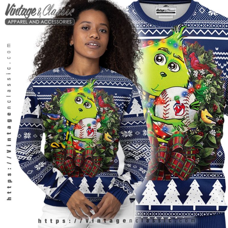 Cleveland Indians Grinch Hug Ugly Christmas Sweater Women Ugly Sweater Cleveland Indians Grinch Hug Ugly Christmas Sweater Women Ugly Sweater