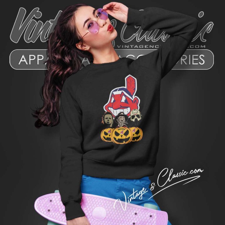 Cleveland Indians Halloween Horror Movie Pumpkin Sweatshirt Cleveland Indians Halloween Horror Movie Pumpkin Sweatshirt