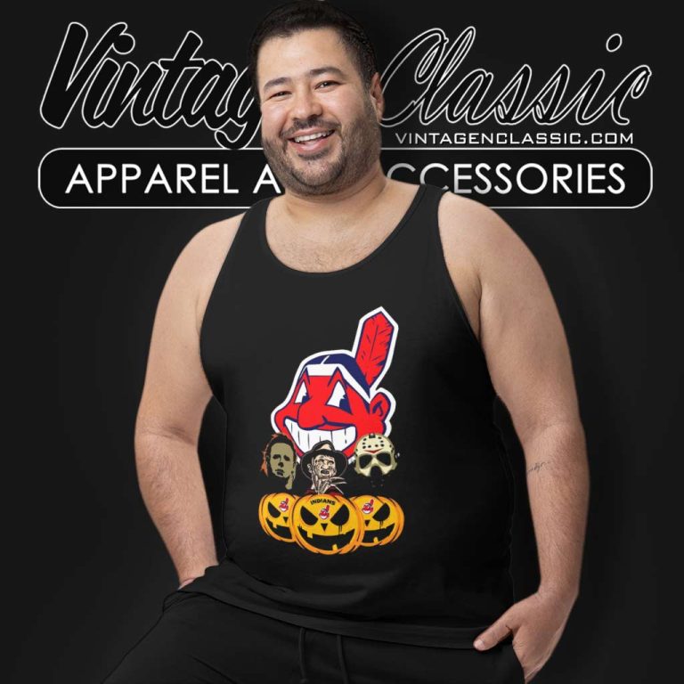 Cleveland Indians Halloween Horror Movie Pumpkin Tank Top Racerback Cleveland Indians Halloween Horror Movie Pumpkin Tank Top Racerback