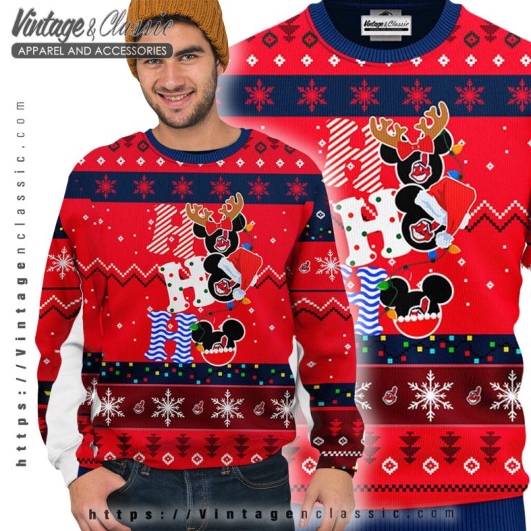 Cleveland Indians Hohoho Mickey Ugly Christmas Sweater Ugly Sweater Cleveland Indians Hohoho Mickey Ugly Christmas Sweater Ugly Sweater